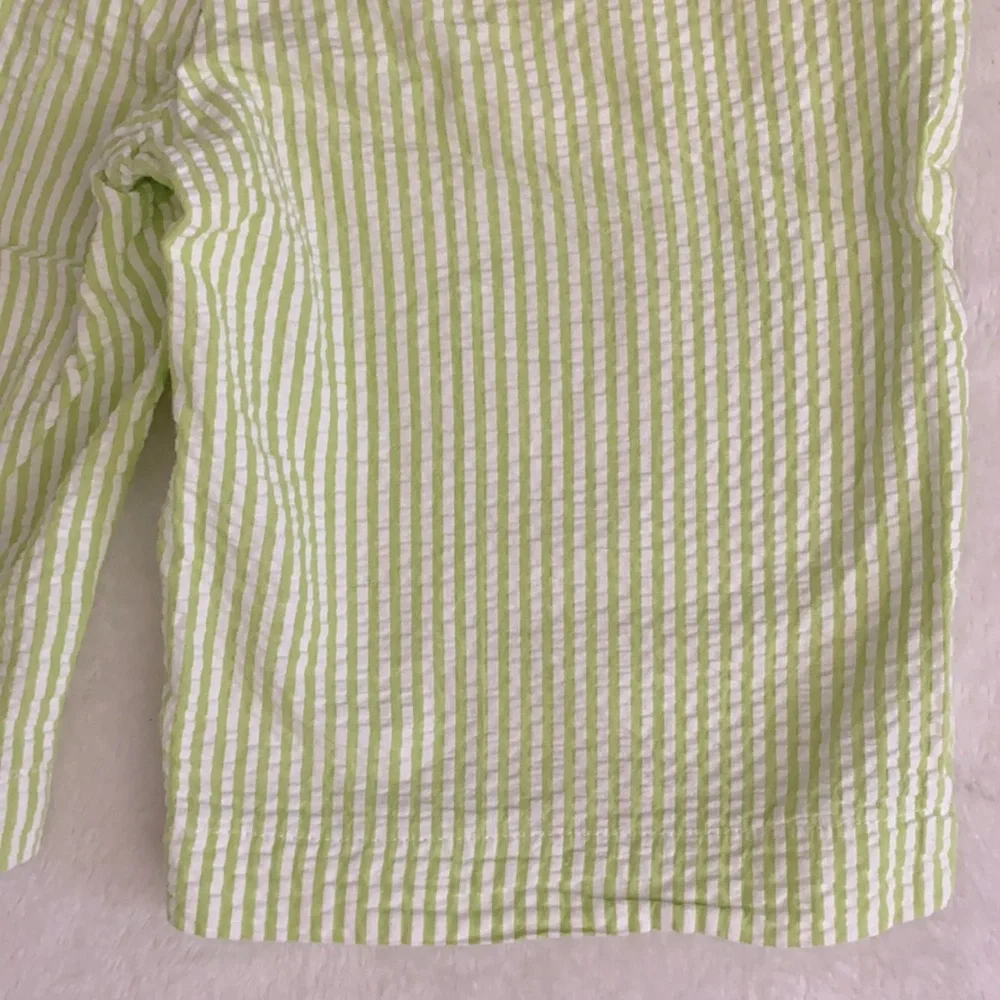 {VTG} Rags Land | 90s Seersucker Stripe Cotton Shorts Made in USA Green/White 7 - Picture 11 of 12